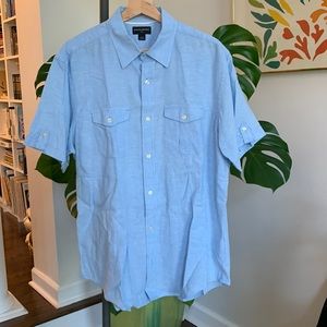 ✨Banana Republic linen cotton blend Men’s size large short sleeve button down✨